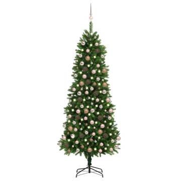 Artificial Pre-lit Christmas Tree with Balls - 240cm Green