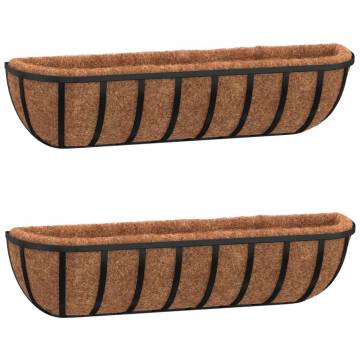 Wall Troughs 2 Pcs with Coco Liners - Stylish Planters