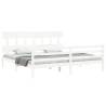 White Solid Wood Bed Frame with Headboard - 200x200 cm