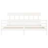 White Solid Wood Bed Frame with Headboard - 200x200 cm