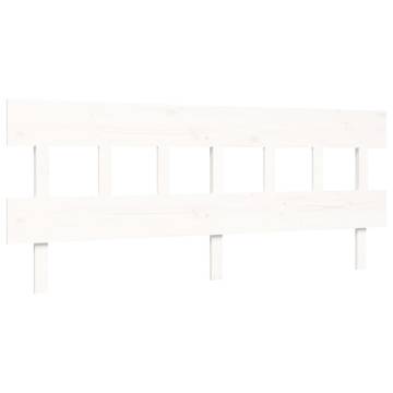 White Solid Wood Bed Frame with Headboard - 200x200 cm