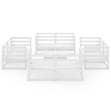 9 Piece Garden Lounge Set - White Solid Pinewood | Hipomarket