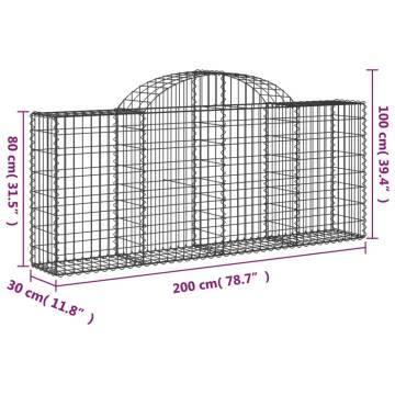 Arched Gabion Baskets - 2 pcs 200x30x80/100 cm Galvanised Iron