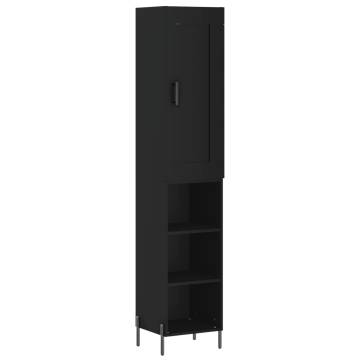 Stylish Highboard Black | 34.5x34x180 cm Engineered Wood