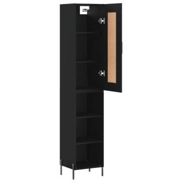 Stylish Highboard Black | 34.5x34x180 cm Engineered Wood