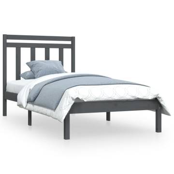 Bed Frame Grey Solid Wood 90x200 cm - Classic Design