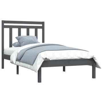 Bed Frame Grey Solid Wood 90x200 cm - Classic Design