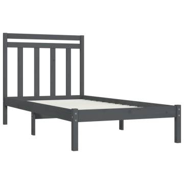 Bed Frame Grey Solid Wood 90x200 cm - Classic Design