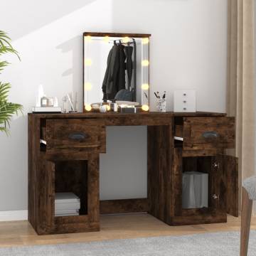 Dressing Table with LED in Smoked Oak - Stylish & Practical