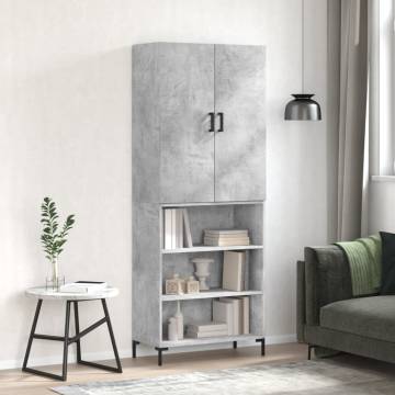 Highboard Concrete Grey 69.5x34x180 cm | Stylish Storage Solution