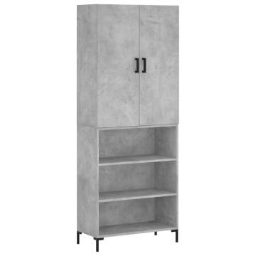 Highboard Concrete Grey 69.5x34x180 cm | Stylish Storage Solution