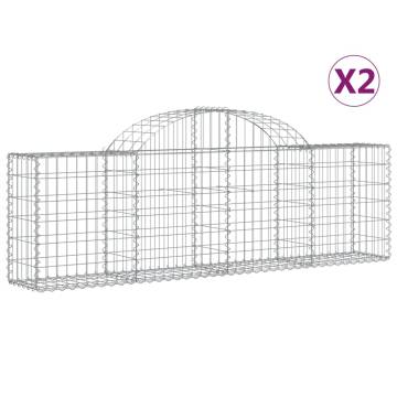 Arched Gabion Baskets 2 pcs - Galvanised Iron Garden Barriers