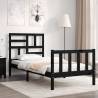 Bed Frame with Headboard Black Single Solid Wood Colour black Size 90 x 190 cm 