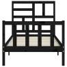 Black Single Bed Frame with Headboard | Solid Pinewood