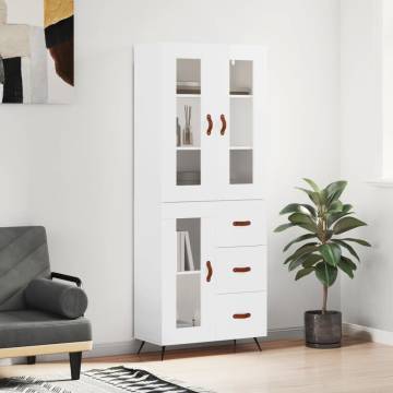 Stylish Highboard High Gloss White | 69.5x34x180 cm