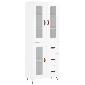 Stylish Highboard High Gloss White | 69.5x34x180 cm