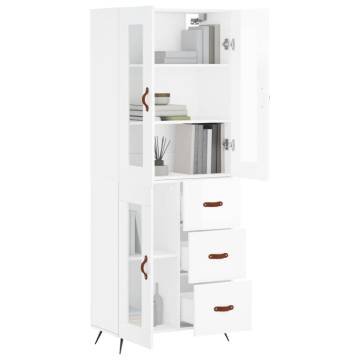 Stylish Highboard High Gloss White | 69.5x34x180 cm