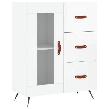 Stylish Highboard High Gloss White | 69.5x34x180 cm