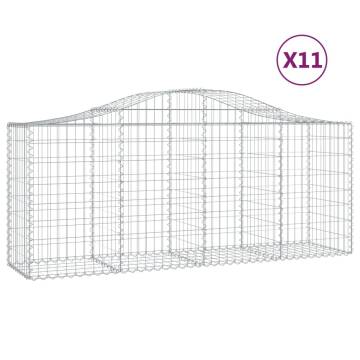 Arched Gabion Baskets - 11 pcs Galvanised Iron | HipoMarket