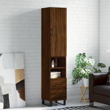 Stylish Highboard Brown Oak - Durable Engineered Wood | HipoMarket