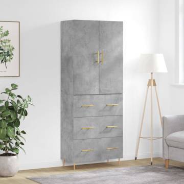 Stylish Highboard in Concrete Grey | Durable Engineered Wood