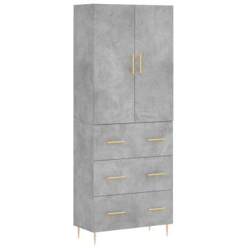 Stylish Highboard in Concrete Grey | Durable Engineered Wood