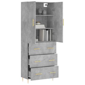 Stylish Highboard in Concrete Grey | Durable Engineered Wood