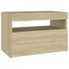 Stylish Bedside Cabinet & LED Lights - Sonoma Oak 2 pcs