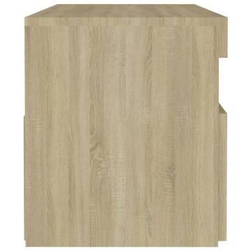 Stylish Bedside Cabinet & LED Lights - Sonoma Oak 2 pcs