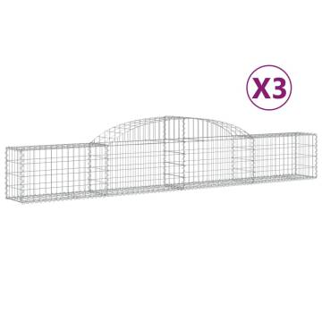 Arched Gabion Baskets - 3 pcs Galvanised Iron | Hipomarket