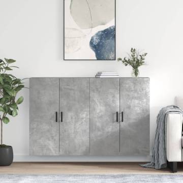 Wall Mounted Cabinets 2 pcs Concrete Grey - Stylish Storage