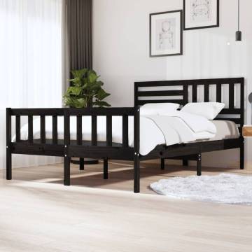 Black King Size Bed Frame 150x200 cm | Solid Wood Design