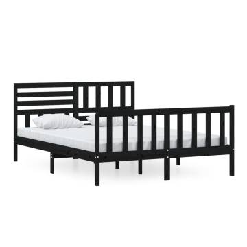 Black King Size Bed Frame 150x200 cm | Solid Wood Design