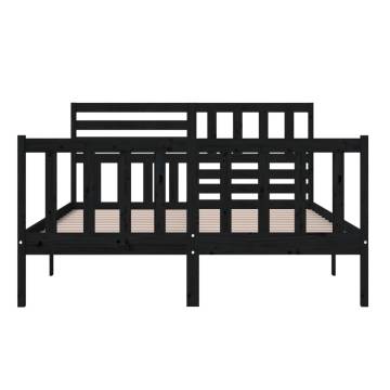 Black King Size Bed Frame 150x200 cm | Solid Wood Design