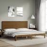 Solid Pine Bed Frame with Headboard - Honey Brown 200x200 cm