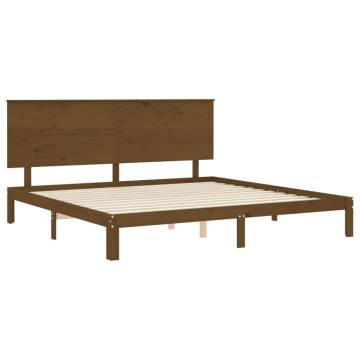 Solid Pine Bed Frame with Headboard - Honey Brown 200x200 cm