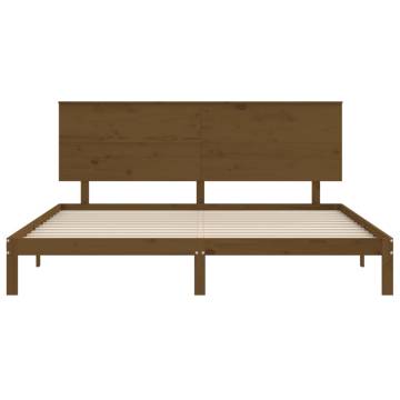 Solid Pine Bed Frame with Headboard - Honey Brown 200x200 cm