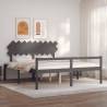 Bed Frame with Headboard Grey Super King Size Solid Wood Colour grey Size 180 x 200 cm 