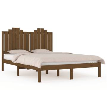 Honey Brown Solid Wood Pine Bed Frame - 200x200 cm