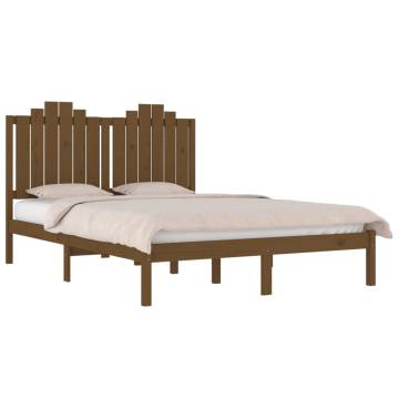 Honey Brown Solid Wood Pine Bed Frame - 200x200 cm