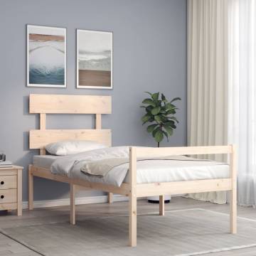 Bed Frame with Headboard 90x200 cm - Solid Pine Wood