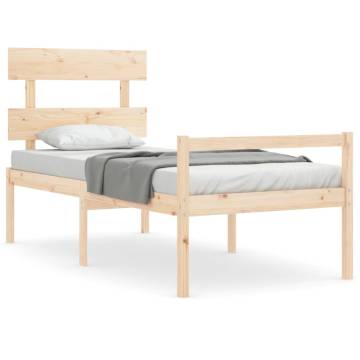 Bed Frame with Headboard 90x200 cm - Solid Pine Wood