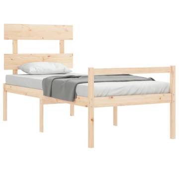 Bed Frame with Headboard 90x200 cm - Solid Pine Wood