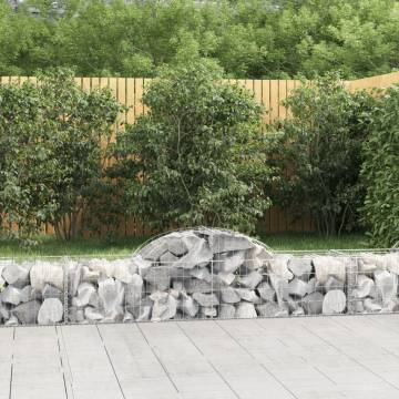 Arched Gabion Baskets 7 pcs - Galvanised Iron Garden Barriers