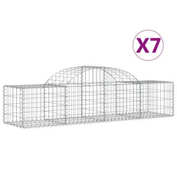 Arched Gabion Baskets 7 pcs - Galvanised Iron Garden Barriers