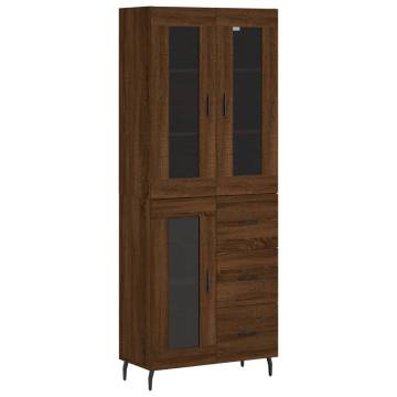 Stylish Highboard Brown Oak | 69.5x34x180 cm - HipoMarket