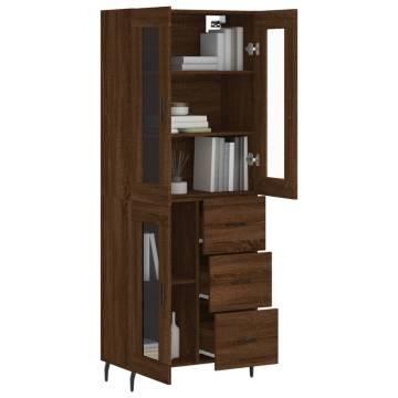 Stylish Highboard Brown Oak | 69.5x34x180 cm - HipoMarket