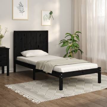 Black Solid Wood Pine Bed Frame 75x190 cm | HipoMarket