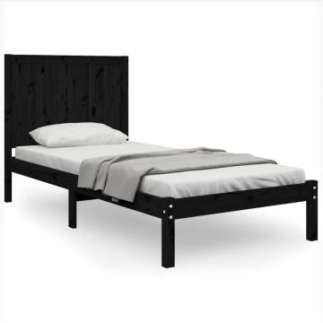 Black Solid Wood Pine Bed Frame 75x190 cm | HipoMarket