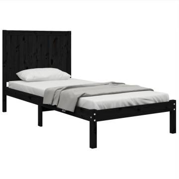 Black Solid Wood Pine Bed Frame 75x190 cm | HipoMarket